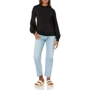 Daily Ritual Women's Terry Cotton Modal Hoodie in Black