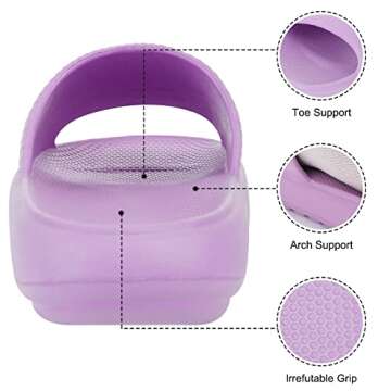 Pillow Slide Sandals for Women Men Ultra Comfort Cloud Sandals Recovery Rubber Slippers Purple 39-40