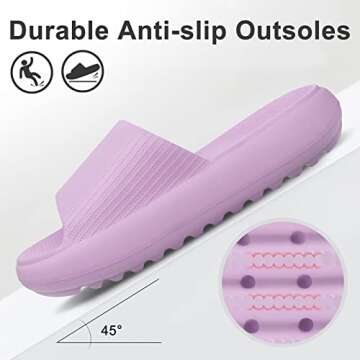 Pillow Slide Sandals for Women Men Ultra Comfort Cloud Sandals Recovery Rubber Slippers Purple 39-40