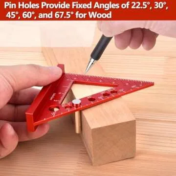 Small Square Tool with 0.7mm Mechanical Pencil Fixed Miter Angle Pin 90 Degree Mini Carpenter Square...