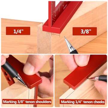 Small Square Tool with 0.7mm Mechanical Pencil Fixed Miter Angle Pin 90 Degree Mini Carpenter Square Precision Woodworking Machinist Measuring Square for Marking Gauge Furniture and Cabinet Making