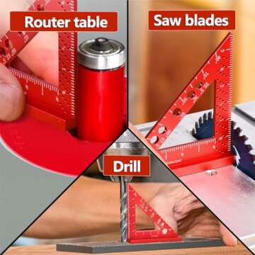 Small Square Tool with 0.7mm Mechanical Pencil Fixed Miter Angle Pin 90 Degree Mini Carpenter Square Precision Woodworking Machinist Measuring Square for Marking Gauge Furniture and Cabinet Making