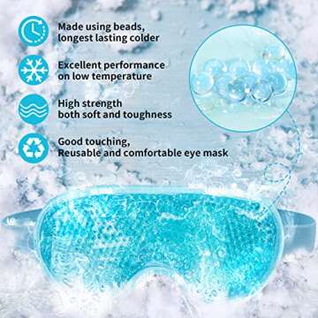 Cooling Eye Mask with Gel Bead, Reusable Cold Compress Ice Pack Sleeping Eye Cooling Pads for After ...