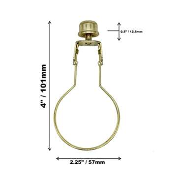Creative Hobbies® Lamp Shade Light Bulb Clip Adapter Clip on with Shade Attaching Finial Top - Gold