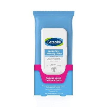 Cetaphil Face and Body Wipes, Gentle Skin Cleansing Cloths, 50 Count, Twin Pack, for Dry, Sensitive ...