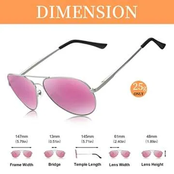 SODQW Aviator Sunglasses for Women Men Oversized with Metal Frame, Mirrored Polarized Aviator Sunglasses with UV Protection