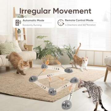 Pawingcat Remote Control Cat Toy Rechargeable Moving Cat Toy Cat Mouse Toy Interactive Cat Toys for Indoor Cats Automatic Cat Toy with 3-Speed Adjustment and 4 Directions