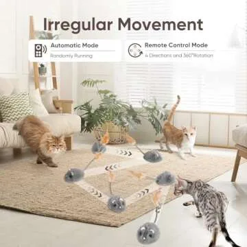Pawingcat Remote Control Cat Toy Rechargeable Moving Cat Toy Cat Mouse Toy Interactive Cat Toys for Indoor Cats Automatic Cat Toy with 3-Speed Adjustment and 4 Directions