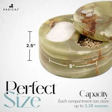 Radicaln Marble Salt Cellar With Lid 5" Inches Green Onyx Handmade Stone Salt Holder Ideal Salt Box With Lid, Spice Jar & Salt Container Salt Dish For Kichen Countertop
