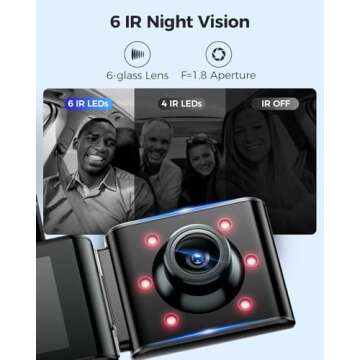 AZDOME M550 Pro 5G WiFi 3 Channel Dash Cam Built-in GPS, 4K+1080P Dual Dash Camera for Cars with 64GB Card, 1440P+1080P+1080P Front and Rear Inside, 3.19" IPS Screen, IR Night Vision, 24H Parking Mode