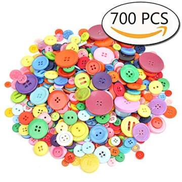 Vibrant 600-700 Piece Assorted Resin Buttons Set for Crafts