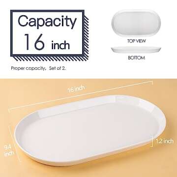 Taeochiy 16" Large Serving Platter - Oval Large Serving Tray, Ceramic Turkey Platters, White Platter...