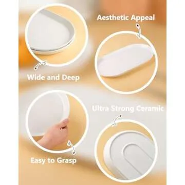 Taeochiy 16" Large Serving Platter - Oval Large Serving Tray, Ceramic Turkey Platters, White Platters for Serving Food, Appetizers, Entertaining, Party, Set of 2