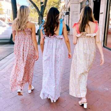 NUFIWI Women Tie Shoulder Graffiti Maxi Dress