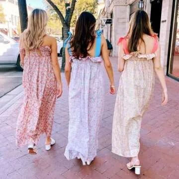 NUFIWI Women Tie Shoulder Graffiti Maxi Dress