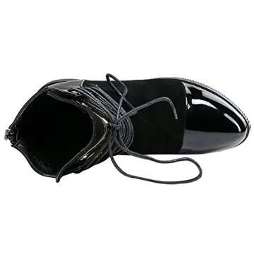 ANUFER Women Punk Metal Style Cap Toe Chunky Heel Zip Ankle Boots Black SN02701 US8.5