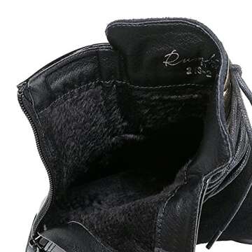 ANUFER Women Punk Metal Style Cap Toe Chunky Heel Zip Ankle Boots Black SN02701 US8.5