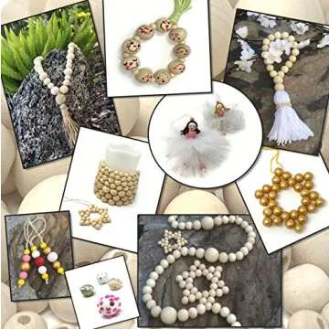 1000pcs Natural Wooden Beads, Round Wood Beads Unfinished Wooden Decorative Beads Loose Spacer Beads for Crafts Making 7 Sizes (20mm, 16mm, 14mm, 12mm,10mm, 8mm, 6mm)