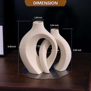 ABMLSL Cream Color Ceramic Snuggle Vase Set for Modern Home Decor, Matte Finish, Unglazed, Boho Style, Pampas Grass Centerpiece, 2 Vases