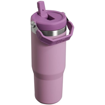 Stanley IceFlow Flip Straw Tumbler with Handle 30 oz | Twist On Lid and Flip Up Straw | Leak Resistant Water Bottle | Insulated Stainless Steel |BPA-Free | Lilac