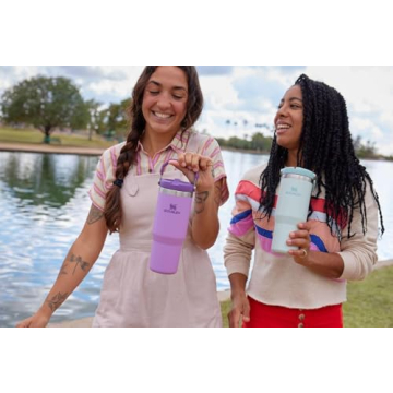 Stanley IceFlow Flip Straw Tumbler with Handle 30 oz | Twist On Lid and Flip Up Straw | Leak Resistant Water Bottle | Insulated Stainless Steel |BPA-Free | Lilac