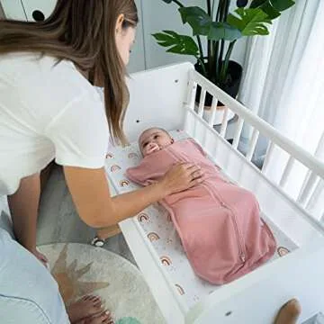 Comfy Cubs Swaddle Blanket Baby Girl Boy Easy Zipper Wrap 2 Pack Newborn Infant Sleep Sack (Small 0-3 Months, Blush, Mauve)