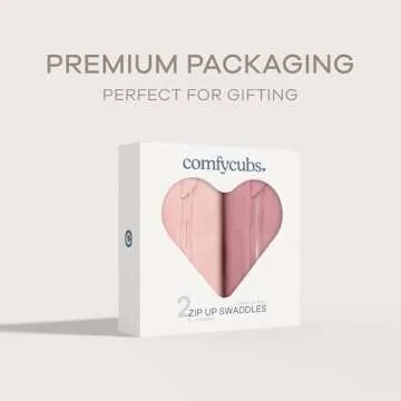Comfy Cubs Swaddle Blanket Baby Girl Boy Easy Zipper Wrap 2 Pack Newborn Infant Sleep Sack (Small 0-3 Months, Blush, Mauve)