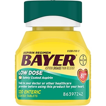 Bayer Coated 81mg Low Dose Aspirin - 3 Bottles of 120ct