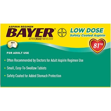 Bayer Coated 81mg Low Dose Aspirin - 3 Bottles of 120ct