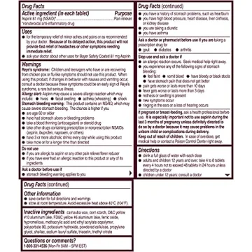 Bayer Coated 81mg Low Dose Aspirin - 3 Bottles of 120ct