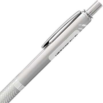 Pentel Energel Alloy Retractable Liquid Gel Pen, (0.7mm) Medium Line, Silver Barrel, Black Ink, 1 Pack (BL407BP)