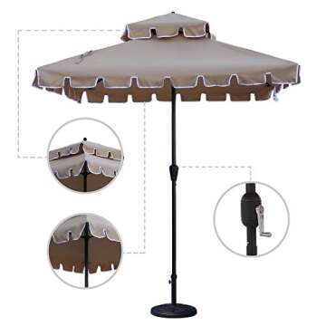ABBLE 7 Ft Square Patio Umbrella - Durable & UV Protective