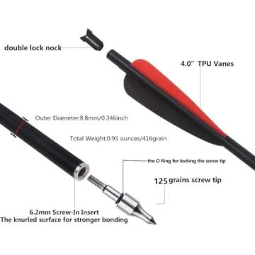IRQ 20 Inch Crossbow Bolts and Broadheads Set - 18 Pack for Hunting