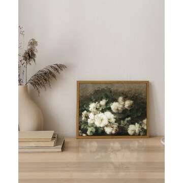 InSimSea Framed Canvas Wall Art Vintage Decor, Vintage Flower Pictures Decor Aesthetic, Small Wall A...
