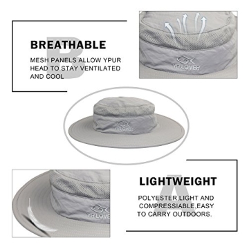 YR.Lover Durable Wide Brim Fishing Hat for Sun Protection