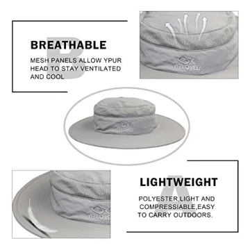 YR.Lover Durable Wide Brim Fishing Hat for Sun Protection