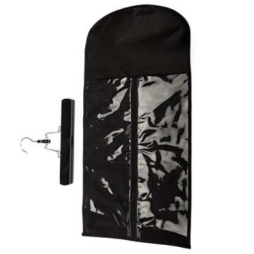 SLLIE Hair Extensions Storage Dust Proof Bag Wig Storage Bags with Wooden Hanger Carrier Case Protection for Human Hair