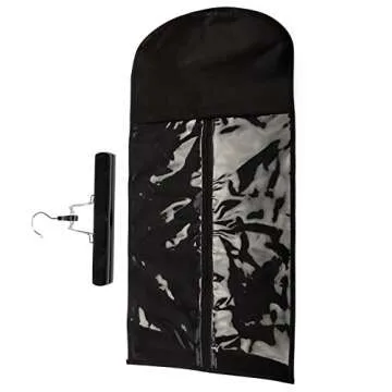 SLLIE Hair Extensions Storage Dust Proof Bag Wig Storage Bags with Wooden Hanger Carrier Case Protection for Human Hair