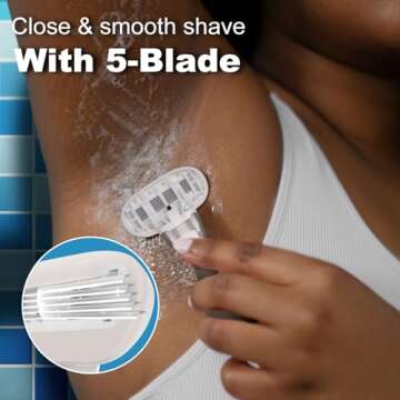 THURLADY Travel Razors for Women, 5-Blade Womens Razors for Shaving, 1 Mini Razor, 3 Razor Blade Refills and 1 Travel Case, Portable Women Razor for an Extra Smooth Shave, Travel Essentials, Coffee