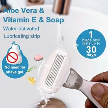 THURLADY Travel Razors for Women, 5-Blade Womens Razors for Shaving, 1 Mini Razor, 3 Razor Blade Refills and 1 Travel Case, Portable Women Razor for an Extra Smooth Shave, Travel Essentials, Coffee