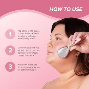 Skin Gym Cryo-Ice Massage Sticks, Stainless Steel Cooling Face Roller for Puffiness, Circulation & Lymphatic Drainage, Face & Neck Massager