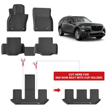 All Weather Floor Mats Fits for Mazda CX-90(Include PHEV) 2024 2025 6&7 seat 3 Rows TPE Rubber Liner...