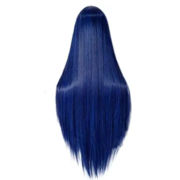 Anogol 32 Inch Dark Blue Wig for Cosplay & Halloween