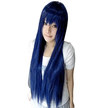 Anogol 32 Inch Dark Blue Wig for Cosplay & Halloween