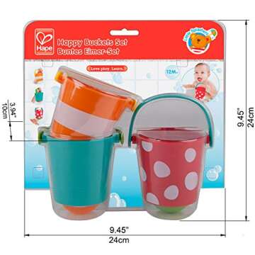 Hape Happy Buckets Set | Three Water Wheel Bath Time Toys for Toddlers, Multicolor