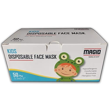 Kids 3 Ply Face Masks Adjustable Nose Bridge - 50 Pack