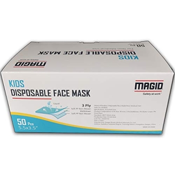 Kids 3 Ply Face Masks Adjustable Nose Bridge - 50 Pack