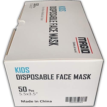 Kids 3 Ply Face Masks Adjustable Nose Bridge - 50 Pack