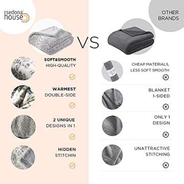 SEDONA HOUSE Fuzzy Faux Fur Cheetah Throw Blanket,Lightweight Plush Cozy Soft Microfiber for Couch Travel,50 by 60-Inch,Grey Snow Leopard