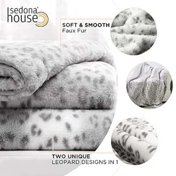 SEDONA HOUSE Fuzzy Faux Fur Cheetah Throw Blanket,Lightweight Plush Cozy Soft Microfiber for Couch Travel,50 by 60-Inch,Grey Snow Leopard